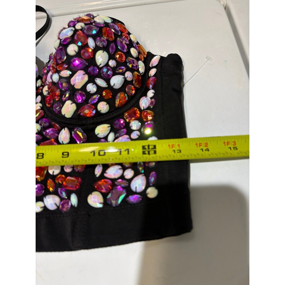 Lydia USA Multicolor Rhinestone Bustier Top - Picture 3 of 6